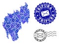 Post Motion Collage of Mosaic Map of Tripura State and Distress Seals