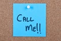 Post it note with call me Royalty Free Stock Photo