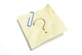 Post It Note Paper with Question Mark Royalty Free Stock Photo