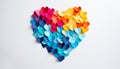 Post-it notes assembled in heart shape. Concept of loving your work and fall in love in the office