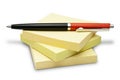 Post-it Notes and Ballpoint Pen Royalty Free Stock Photo