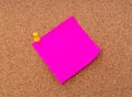 Post it notes on cork board . Royalty Free Stock Photo