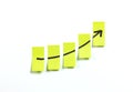Post it notes with growing rising business graph Royalty Free Stock Photo