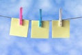 Post it Notes on Washing Line Royalty Free Stock Photo