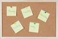 Post-it notes with weekdays sticked on corkboard