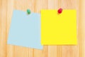 Post-It Notes on Wood Desk Royalty Free Stock Photo