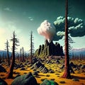 Post-nuclear Wilderness. Landscape transformed by nuclear fallout, featuring mutated flora