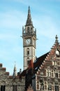 Post Office building with the clock tower in Ghent Royalty Free Stock Photo