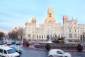 Post Office Building and fountian at Cibeles Square Royalty Free Stock Photo