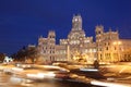 Post Office Building with illumination at Cibeles Square Royalty Free Stock Photo