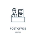 post office icon vector from logistics collection. Thin line post office outline icon vector illustration. Linear symbol for use Royalty Free Stock Photo