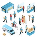 Post Office Isometric Set Royalty Free Stock Photo