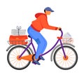 Post office male worker flat color vector illustration