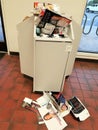 Post Office trash bin overflowing with election fliers Royalty Free Stock Photo