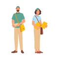 Post office workers, postmen man woman in uniform Royalty Free Stock Photo