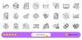 Post package, Sales diagram and Demand curve line icons for web app. Pictogram icon. Line icons. Vector