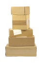 Post packages on white background. Royalty Free Stock Photo