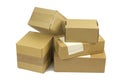 Post packages on white background. Royalty Free Stock Photo