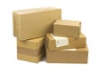 Post packages on white background. Royalty Free Stock Photo