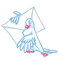 Post pigeon cartoon illustration