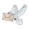 Post pigeon.Mail and postman single icon in cartoon style vector symbol stock illustration web.