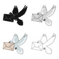 Post pigeon.Mail and postman single icon in cartoon style vector symbol stock illustration web.