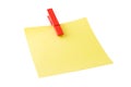 Post it with red peg Royalty Free Stock Photo