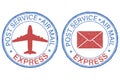 Post service EXPRESS air mail postmarks Royalty Free Stock Photo