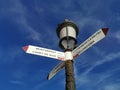 Post sign in Sitges, Catalan coastal holiday direction town