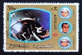 Post stamp Fujeira with apollo spaceship and astronauts apollo 9 mission Royalty Free Stock Photo