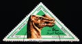 Triangle postage stamp 1997. Kritosaurus dinosaur
