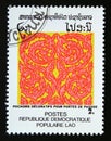 Postage stamp Laos 1988. Decorative Stencils For Pagoda doors