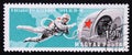 Post stamp Magyar, Hungary, 1966, Alexei Leonov spacewalk and Vostok 2 Royalty Free Stock Photo