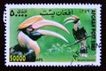 Postage stamp Afghanistan, 2000. Great Hornbill Buceros bicornis bird Royalty Free Stock Photo