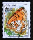 Postage stamp Afghanistan, 1998. Knapweed Fritillary Meliteae phoebe butterfly