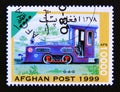 Postage stamp Afghanistan 1999. Pittsburg Limestone Co. 0-4-0 diesel locomotive