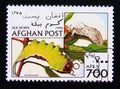 Postage stamp Afghanistan, 1996. Puss Moth Cerura vinula butterfly Royalty Free Stock Photo