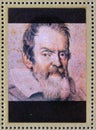 Postage stamp Ajman State, United Arab Emirates 1973, postage stamp error portrait galileo galilei Royalty Free Stock Photo