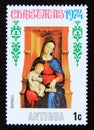 Postage stamp Antigua, 1974. Madonna, painting by Raphael Royalty Free Stock Photo