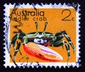 Postage stamp Australia, 1973. Calling Fiddler Crab Uca vocans Royalty Free Stock Photo