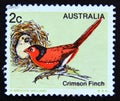 Postage stamp Australia, 1979. Crimson Finch Neochmia phaeton bird