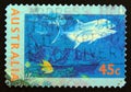 Postage stamp Australia, 1995. Giant Trevally Caranx ignobilis fish