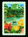 Postage stamp Australia, 2000. Roses, Lake and Ornamental Bridge garden