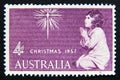 Postage stamp Australia, 1957. The Spirit of Christmas after Sir Joshua Reynolds