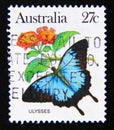 Postage stamp Australia, 1983. Ulysses Papilio ulysses butterfly