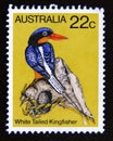 Postage stamp Australia, 1980. White tailed Kingfisher Tanysiptera sylvia bird