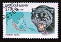 Postage stamp Benin, 1999. Black Leopard Panthera pardus