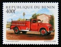 Postage stamp Benin, 1998. Chevrolet 6400 fire brigade truck Royalty Free Stock Photo