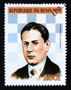 Postage stamp Benin, 1999. JosÃÂ© RaÃÂºl Capablanca chess champion portrait