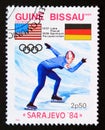 Postage stamp Guinea Bissau 1984, Olympic Games ice speed skating